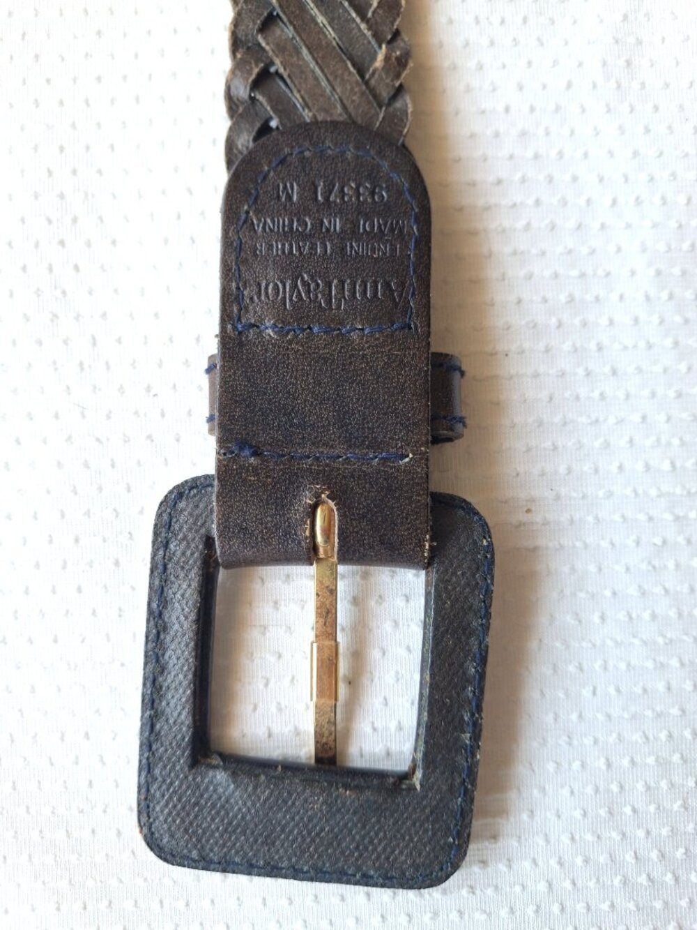 Ann Taylor Brown Braided Leather Belt Women's Square Buckle Size M Woven VTG - Picture 4 of 5